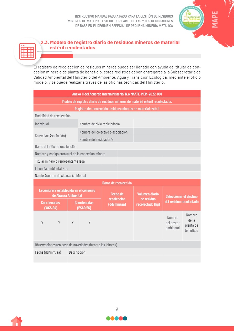 Instructivo manual paso a paso para la gestión de residuos mineros de ...